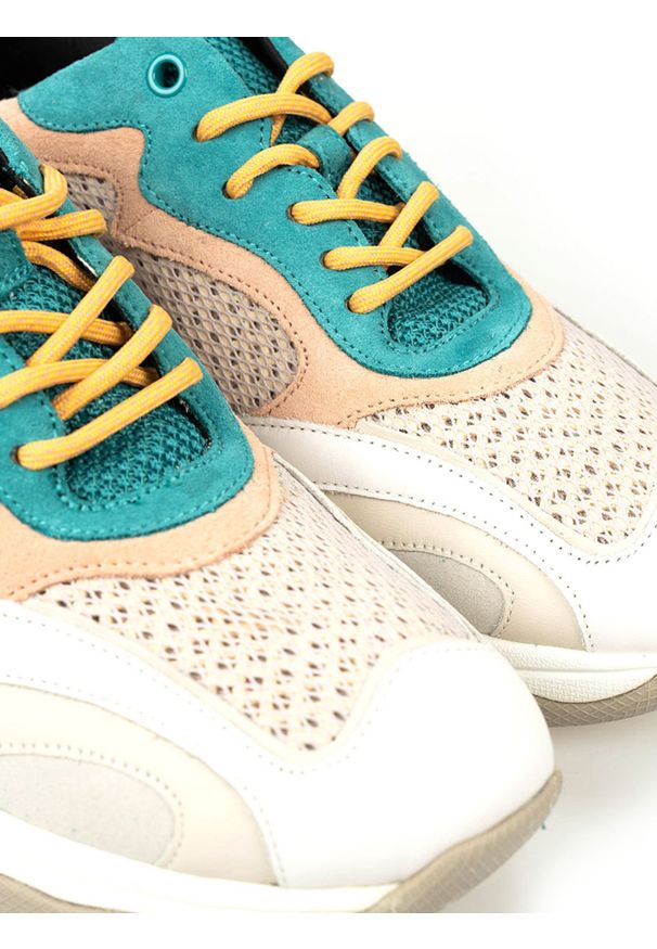 Geox Sneakersy "Kirya B" | D92BPB 02214 | Kirya B | Kobieta | Szary, Turkusowy. Kolor: szary, turkusowy, wielokolorowy. Materiał: tkanina, skóra