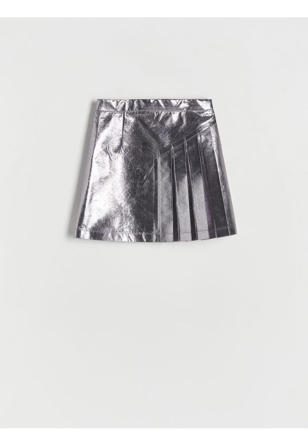 Reserved - Spódnica z efektem metalicznym - ciemnoszary. Kolor: szary. Materiał: tkanina