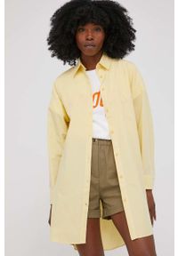 Answear Lab koszula bawełniana damska kolor żółty regular z kołnierzykiem klasycznym. Okazja: na co dzień. Typ kołnierza: kołnierzyk klasyczny. Kolor: żółty. Materiał: bawełna. Długość rękawa: długi rękaw. Długość: długie. Styl: wakacyjny, klasyczny #3