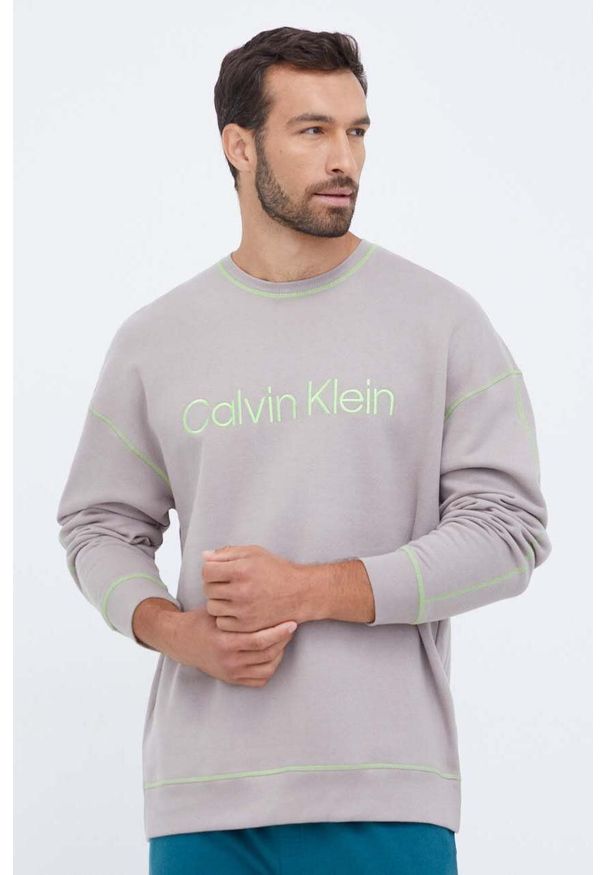 Calvin Klein Underwear bluza bawełniana lounge kolor szary z nadrukiem. Kolor: szary. Materiał: bawełna. Wzór: nadruk
