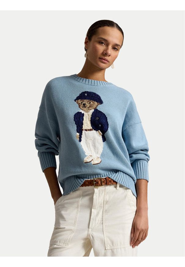 Polo Ralph Lauren Sweter 211B17743001 Niebieski Regular Fit. Typ kołnierza: polo. Kolor: niebieski. Materiał: bawełna