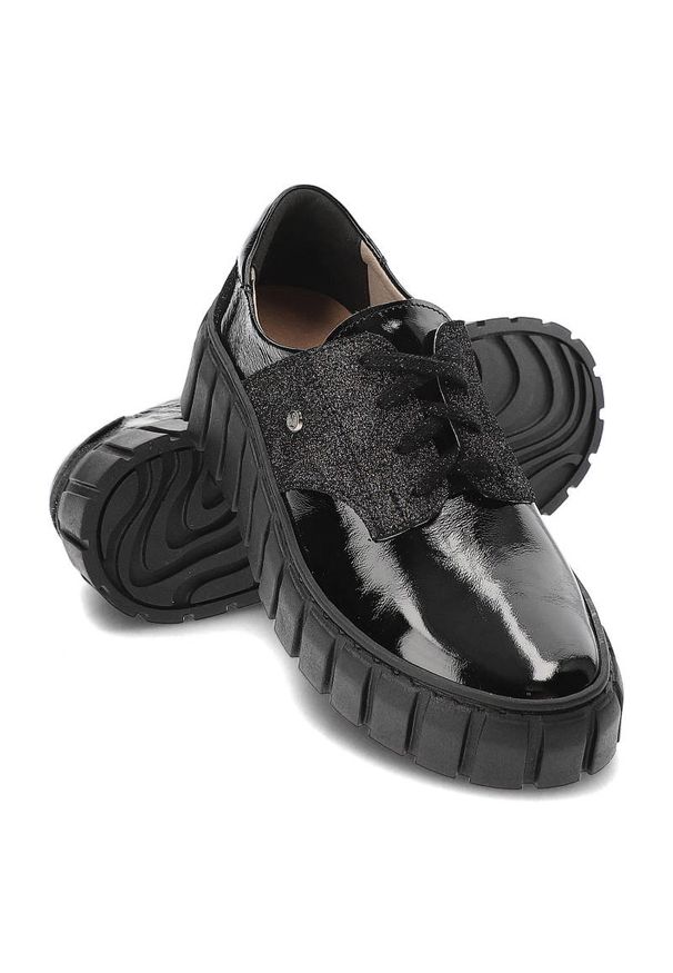 Czarne Sneakersy Lemar Codzienne Buty Damskie. Okazja: na co dzień. Zapięcie: sznurówki. Kolor: czarny. Materiał: skóra, materiał. Szerokość cholewki: normalna