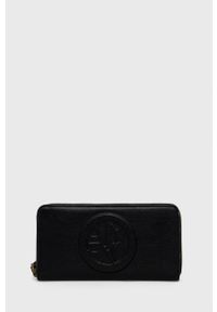 Armani Exchange Portfel damski kolor czarny. Kolor: czarny. Materiał: materiał. Wzór: gładki