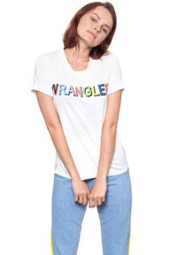 Wrangler - WRANGLER T SHIRT DAMSKI T-SHIRTS 80´S TEE WHITE W7010EV12. Wzór: kolorowy, nadruk