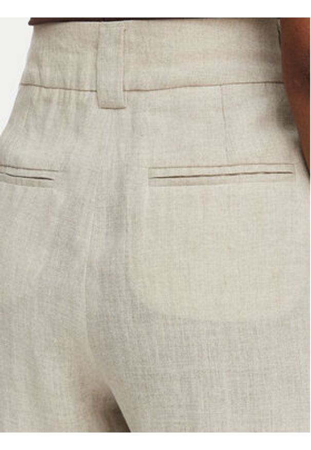 Marella Spodnie materiałowe Rete 2613131022 Beżowy Straight Fit. Kolor: beżowy. Materiał: len