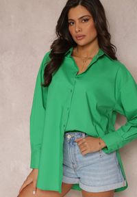 Renee - Zielona Koszula Bawełniana Aquida. Kolor: zielony. Materiał: bawełna. Długość rękawa: długi rękaw. Długość: długie #1
