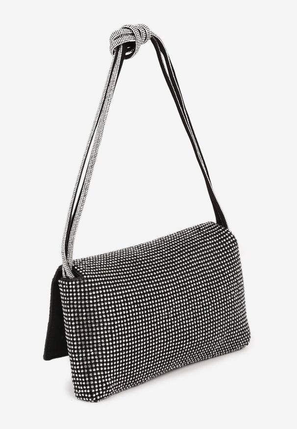 Renee - Czarna Torebka Kopertówka Vices Ozdobiona Cyrkoniami Develia. Kolor: czarny. Wzór: aplikacja. Styl: elegancki, klasyczny