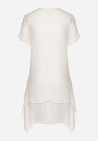 Born2be - Biała Sukienka z Bawełny i kwiatowym Motywem Vareldi. Okazja: na imprezę, na co dzień. Kolor: biały. Materiał: bawełna. Wzór: kwiaty. Sezon: lato. Typ sukienki: proste. Styl: elegancki, casual #2