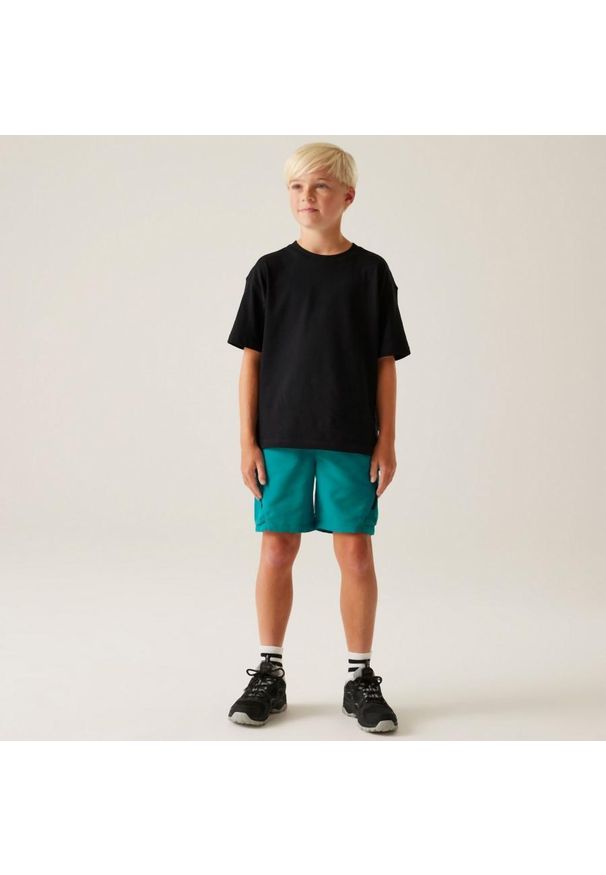 Regatta - Spodenki turystyczne dziecięce Sorcer. Kolor: niebieski. Materiał: tkanina, elastan. Styl: sportowy. Sport: turystyka piesza