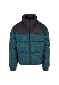 Kurtka puchowa Urban Classics AOP Retro. Kolor: zielony. Materiał: puch. Styl: retro #1