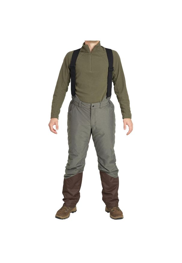 SOLOGNAC - Spodnie Solognac 100 Warm -20°C. Kolor: zielony. Materiał: materiał, tkanina. Sport: outdoor, turystyka piesza