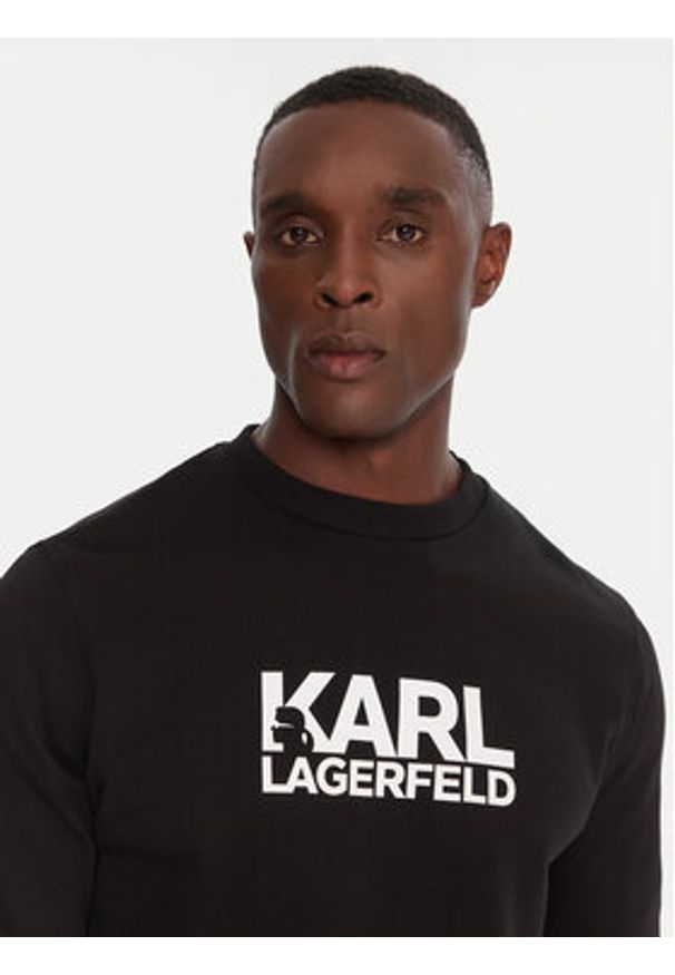 Karl Lagerfeld - KARL LAGERFELD Bluza 705091 554917 Czarny Regular Fit. Typ kołnierza: dekolt w karo. Kolor: czarny. Materiał: bawełna