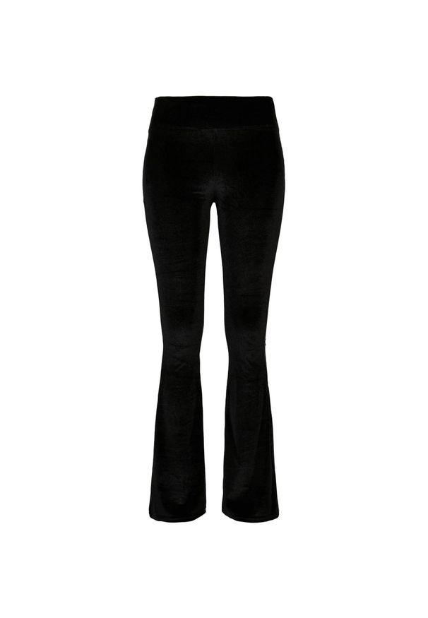 Urban Classics - Legginsy Damskie Velvet Z Wysoką Talią Bootcut. Kolor: czarny. Sport: turystyka piesza