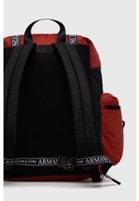 Armani Exchange plecak męski kolor czerwony duży z nadrukiem. Kolor: czerwony. Wzór: nadruk #4
