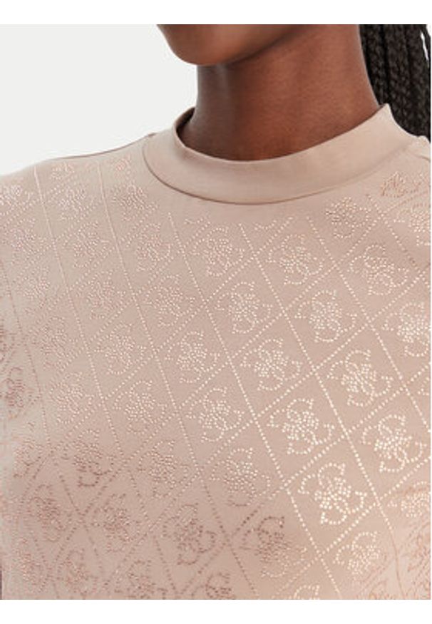 Guess T-Shirt W4BI26 J1314 Beżowy Regular Fit. Kolor: beżowy. Materiał: bawełna