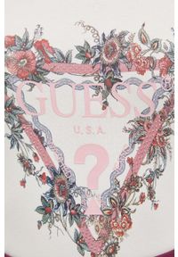 Guess t-shirt damski kolor beżowy. Kolor: beżowy. Materiał: bawełna, dzianina. Styl: klasyczny #2