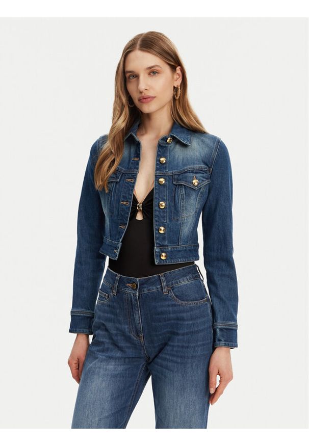 Elisabetta Franchi Kurtka jeansowa BJ-37I-51E2-V620 Niebieski Regular Fit. Kolor: niebieski. Materiał: bawełna