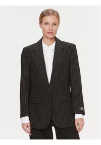 TOMMY HILFIGER - Tommy Hilfiger Marynarka Oversized Prep Pinstripe Blazer WW0WW40498 Czarny Regular Fit. Kolor: czarny. Materiał: syntetyk