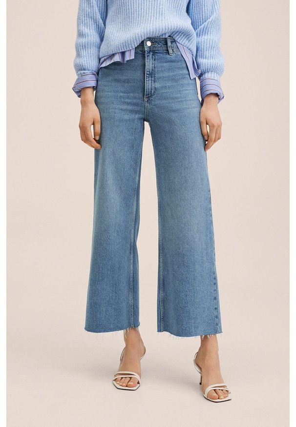 mango - Mango jeansy Catherin damskie high waist. Stan: podwyższony. Kolor: niebieski