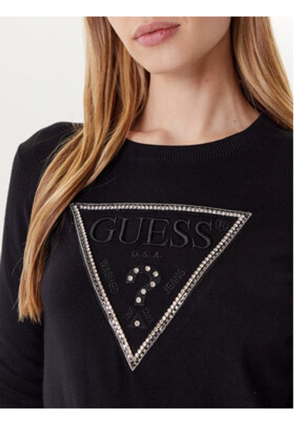 Guess Sweter W5YR23 Z2NQ2 Czarny Regular Fit. Kolor: czarny. Materiał: wiskoza