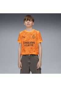 Puma - Młodzieżowa koszulka bramkarska AC Milan 25/26 PUMA Heat Fire Black Orange. Kolor: czarny, pomarańczowy, wielokolorowy, żółty. Materiał: tkanina. Sport: piłka nożna