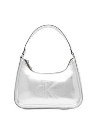 Calvin Klein Torebka Bold Ck Metallic Shoulder Bag LV04F3332G Srebrny. Kolor: srebrny. Materiał: skórzane #1