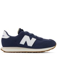 Buty dziecięce New Balance PH237PD – granatowe. Kolor: niebieski. Materiał: materiał, zamsz, syntetyk. Szerokość cholewki: normalna