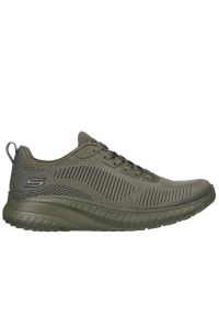 skechers - Buty sportowe Sneakersy damskie, Bobs Squad Chaos - Face Off. Zapięcie: sznurówki. Kolor: zielony, wielokolorowy. Materiał: materiał, tkanina, syntetyk. Szerokość cholewki: normalna. Sport: turystyka piesza