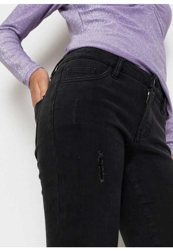 bonprix - Dżinsy Skinny, mid waist ze stretchem. Kolor: czarny