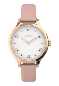 Timex zegarek TW2V23700 Peyton with Floral Markers damski kolor złoty. Kolor: złoty. Materiał: skóra, materiał