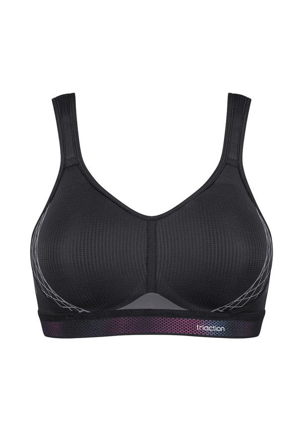 TRIACTION - Stanik do biegania Cardio Flow z wysoki poziomem podtrzymywania. Kolor: czarny. Materiał: poliester, poliamid, elastan. Sport: bieganie