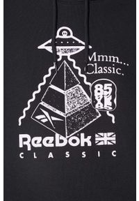 Reebok Classic bluza bawełniana kolor czarny z kapturem HT8178-BLACK. Typ kołnierza: kaptur. Kolor: czarny. Materiał: bawełna. Wzór: nadruk #3