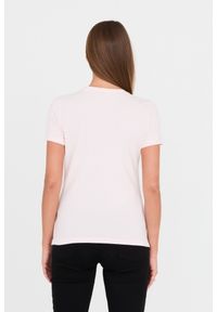Guess - GUESS Różowy damski t-shirt bawełniany Stones Logo Tee, Rozmiar XL. Kolor: różowy. Materiał: bawełna #3
