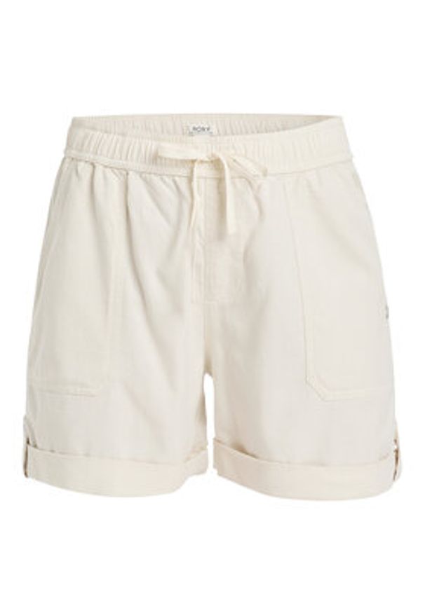 Roxy Szorty materiałowe Sweetest Day ERJNS03588 Écru Regular Fit. Kolor: kremowy. Materiał: bawełna