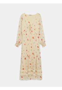 Big-Star - Sukienka damska maxi z motywem kwiatowym kremowa Ester 103. Kolor: biały. Materiał: wiskoza, koronka. Długość rękawa: długi rękaw. Wzór: kwiaty. Długość: maxi #6