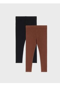Sinsay - Legginsy 2 pack - brązowy. Kolor: brązowy