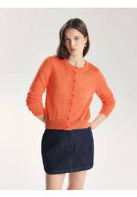 Reserved - Kardigan z wełną alpaki - pomarańczowy. Kolor: pomarańczowy. Materiał: wełna #1