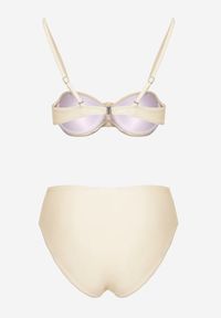 Renee - Beżowe Bikini Majtki Figi Biustonosz Ozdobione Kwiatem 3D Tenionea. Kolor: beżowy. Wzór: aplikacja, kwiaty #4
