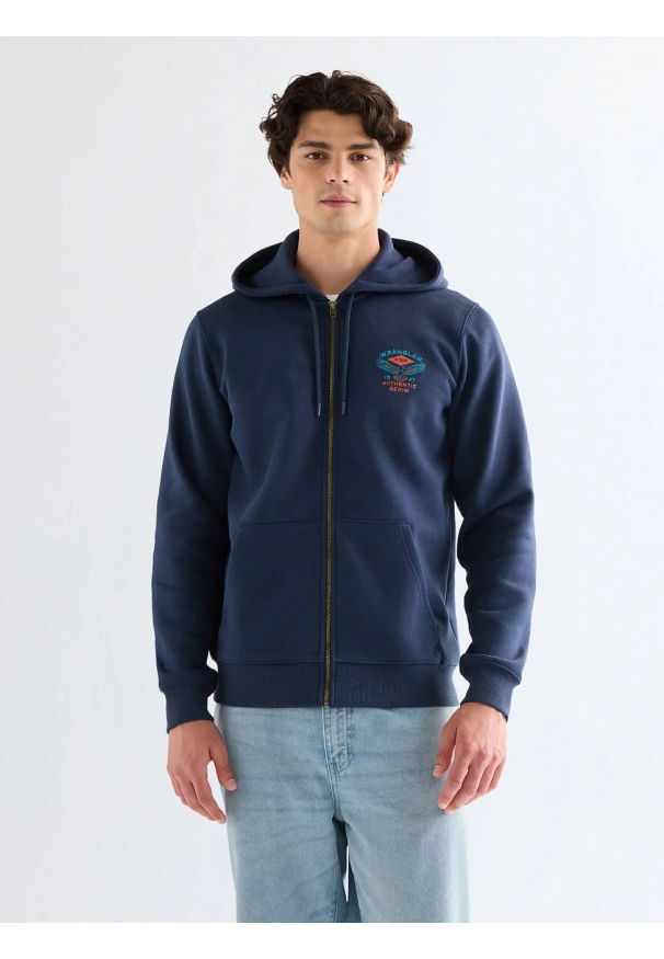 Wrangler - MESKA BLUZA WRANGLER GRAPHIC ZIP HOODIE NAVY 112378028