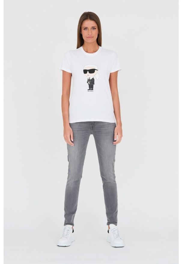Karl Lagerfeld - KARL LAGERFELD Biały t-shirt Karl. Kolor: biały. Materiał: bawełna