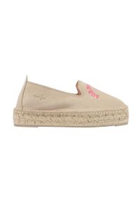 Manebi espadryle zamszowe Summerland Embroidery kolor beżowy na platformie T 6.2 D0. Nosek buta: okrągły. Kolor: beżowy. Materiał: zamsz. Obcas: na platformie #1