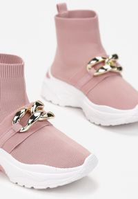 Renee - Różowe Sneakersy Calothe. Wysokość cholewki: za kostkę. Kolor: różowy. Materiał: materiał. Szerokość cholewki: normalna #6
