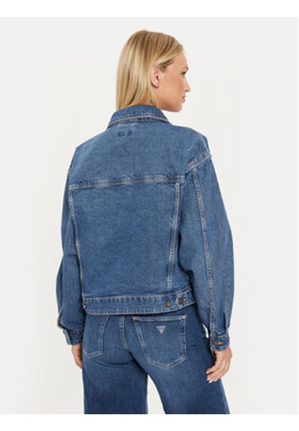 Guess Jeans Kurtka jeansowa W4YN56 D5CC3 Granatowy Oversize. Kolor: niebieski. Materiał: bawełna, jeans