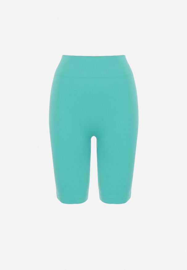 Born2be - Miętowe Szorty Kolarki z Wysokim Stanem Podkreślające Sylwetkę Aranvila. Stan: podwyższony. Kolor: miętowy. Materiał: materiał
