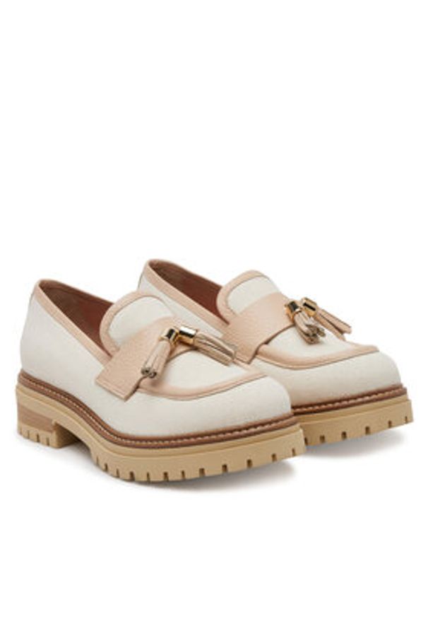 Pollini Loafersy SA10144G1MTO112A Écru. Materiał: materiał