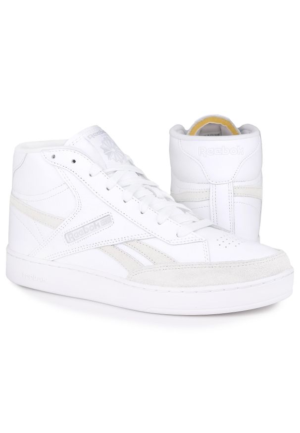 Buty męskie wysokie ze skóry Reebok CLUB C FORM. Kolor: biały. Materiał: skóra. Model: Reebok Club. Sport: turystyka piesza