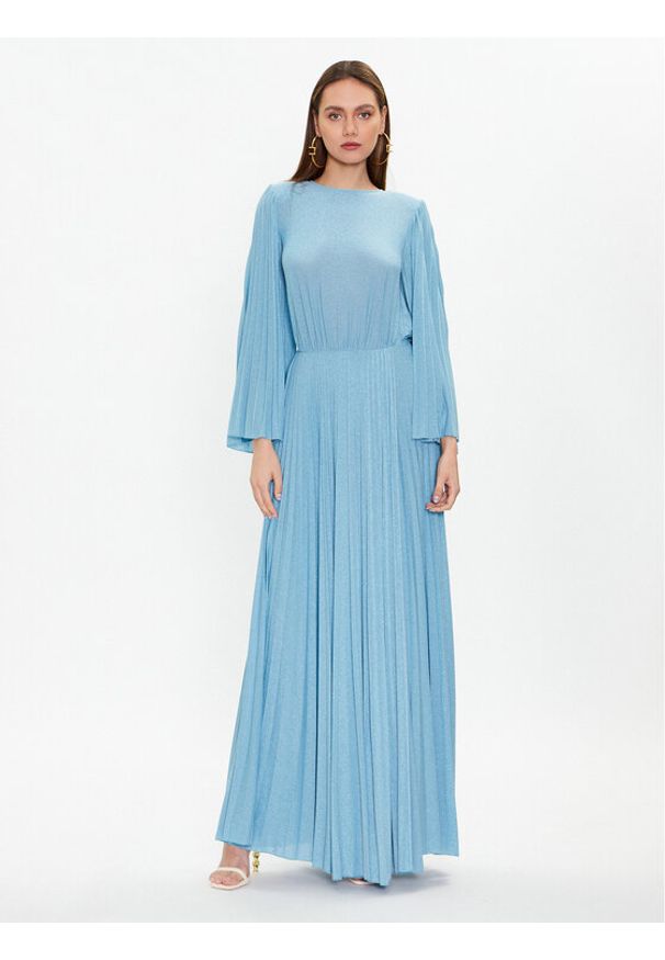 Elisabetta Franchi Sukienka wieczorowa AB-442-32E2-016-V620 Błękitny Regular Fit. Kolor: niebieski. Materiał: wiskoza. Styl: wizytowy