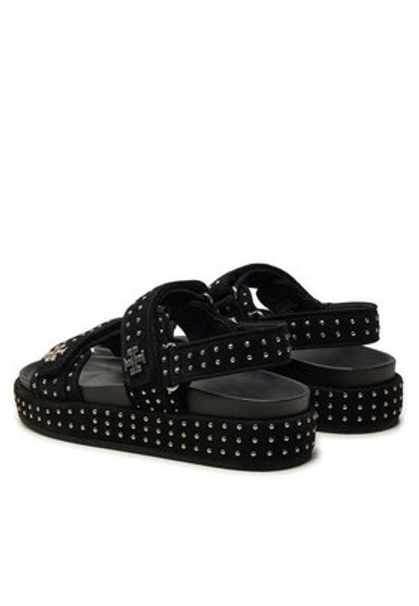 Tory Burch Sandały Kira Sport Sandal 159921 Czarny. Kolor: czarny. Materiał: zamsz, skóra. Styl: sportowy