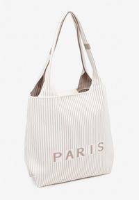 Renee - Biała Tłoczona Torebka Typu Shopper Saliaria. Kolor: biały. Materiał: z tłoczeniem. Styl: biznesowy, klasyczny, elegancki, casual