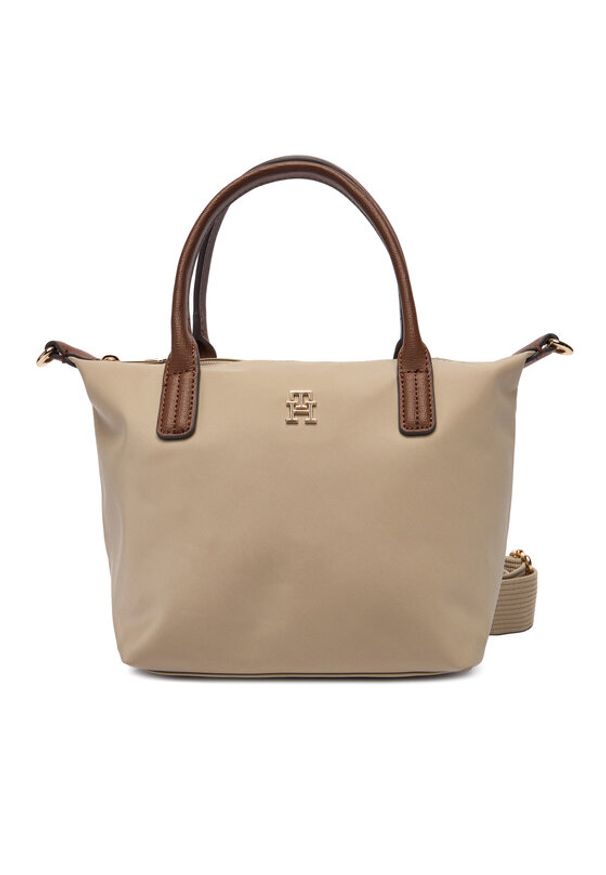 TOMMY HILFIGER - Tommy Hilfiger Torebka Popette Mini Tote AW0AW17709 Brązowy. Kolor: brązowy